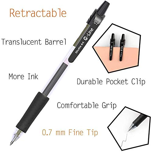 Shuttle Art ジェルボールペン ゲルペン ゲルインク ノック式 黒 70本セット 0.7mm 速乾 クリップ付き 手帳 ノート グラフ スケッチ 事務用 筆記具用