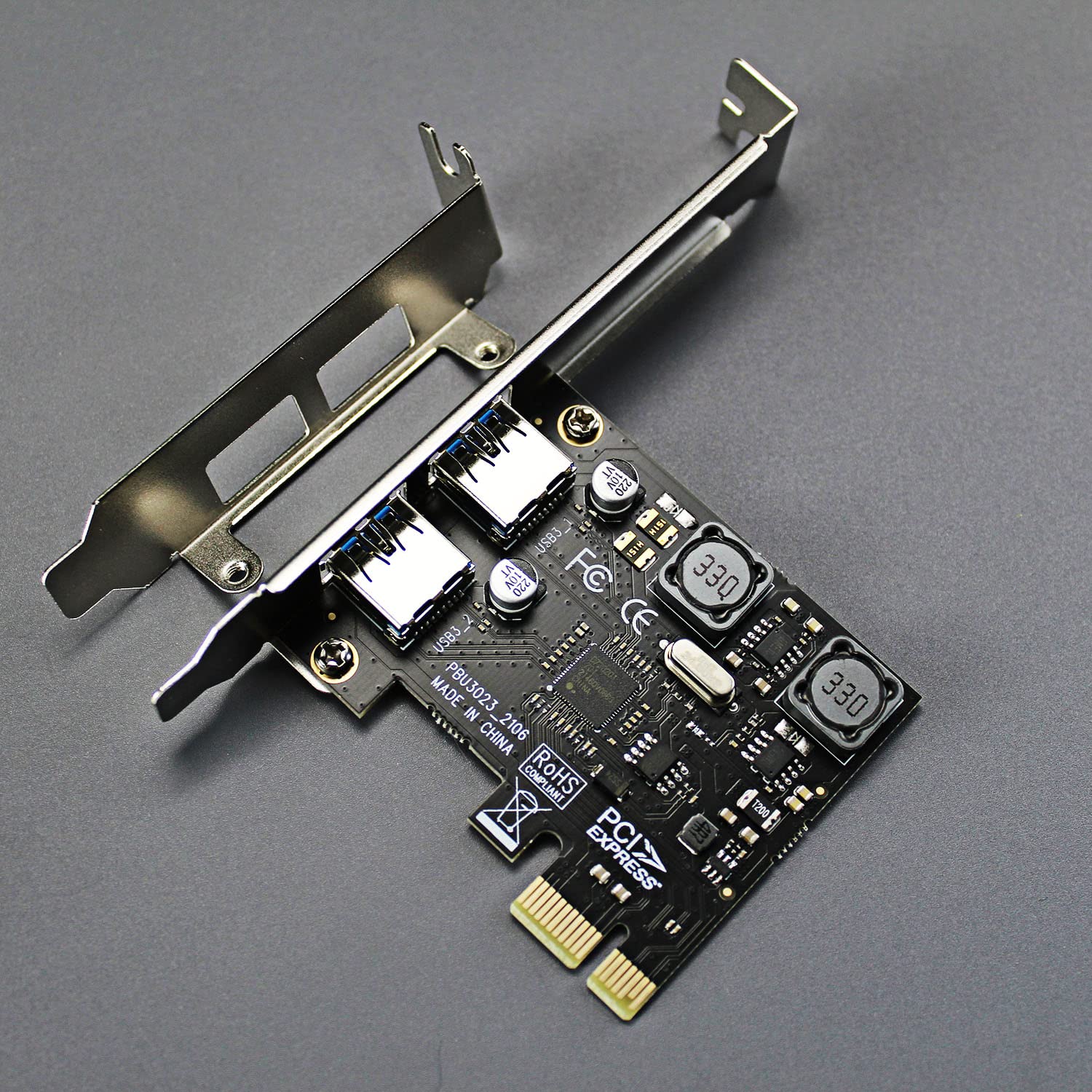 GLOTRENDS U3023 2ポート USB-A 増設ボード（USB 3.2 Gen1 5Gbps），WindowsおよびLinuxと互換性あり(Mac OS非対応)，2UコンパクトPC用8cm薄型ブラケット付属