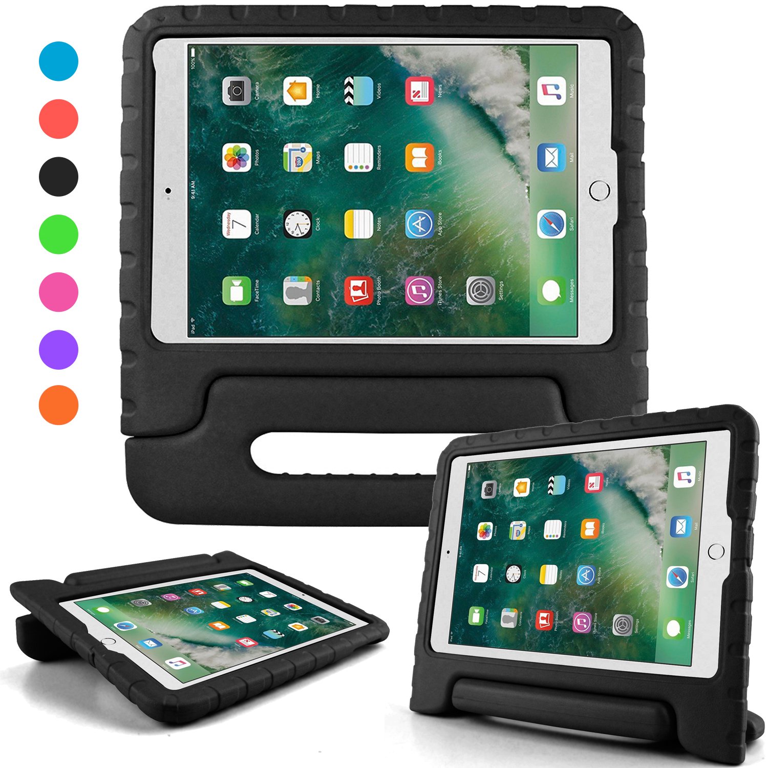 ACE GO iPad 2021 9世代 iPad 8世代 2020 iPad 7世代 2019 ケース 10.2 インチ iPad Air 3 10.5インチ iPad Pro 10.5 2017 ケース ハンドル付き 超軽量 耐衝撃 スタンド機能 EVA キッズ 子ども用 iPad Air 第3世代 2019 Apple iPad 第9 8 7世代 共通対応カバー (ブラック