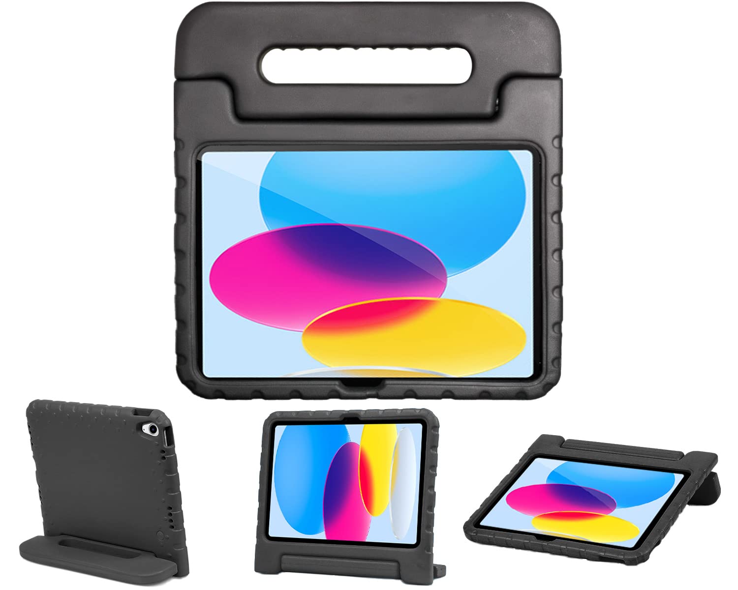 ACE GO iPad 10世代 2022 10.9インチ ケース A2696 A2757 A2777 耐衝撃 軽量 スタンド機能 EVA 子ども用 ペンシル収納 ハンドル付き iPad 10.9 第10世代 カバー (ブラック)