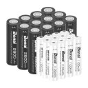 【送料無料】BONAI 単4単3形充電式電池 ニッケル水素電池24 個セット 自然放電抑制 環境保護(大容量 1100/2800 mAh 1.2V 約1200回...