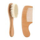 BTtime ベビーヘアブラシ 新生児用コームセット 頭皮のマッサージ 木製ハンドル 天然木 山羊毛 静電気防止 出産祝ギフト 新生児 乳児 赤ちゃん 赤ちゃん...
