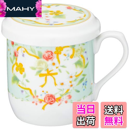 【送料無料】NARUMI(ナルミ) フタ付 マグカップ ハートフラワー 290cc 花柄 かわいい 茶こし付き 蓋付きマグカップ 母の日 プレゼント 電子レンジ温め対応 日本製 ギフト箱入り 41530-32930