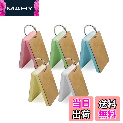 【送料無料】VANRA 単語帳 単語カード リング カラー 暗記帳 暗記カード 大きめ インデックスカード ブランクカード クラフト紙 しおり/DIY スタディカード マルチカラー 5.5x9cm