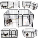 KIRATAKU 犬 ゲージ 大型犬 サークル 60/80/98CM ペットサークル サークル ペット ケージ 犬用サークル ペットフェンス 犬サークル 中型犬 スチール製 コンパクト 組み立て簡単 室内室外兼用 (ブラック, 高さ98cm, 8枚)
