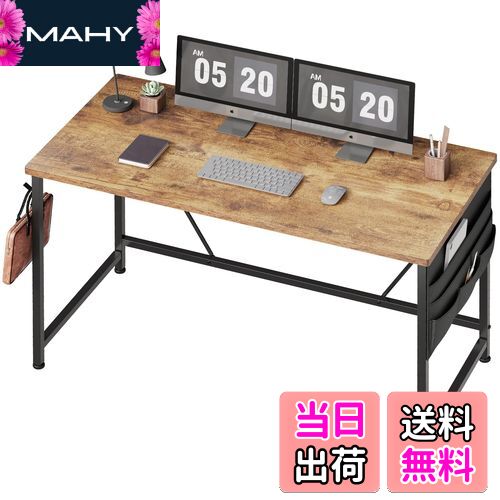 【送料無料】YeTom 机 デスク パソコンデスク pcデスク 幅120*奥行55cm つくえ 収納袋付き勉強机 フック付き学習机 組立簡単 テレワーク ビンテージ