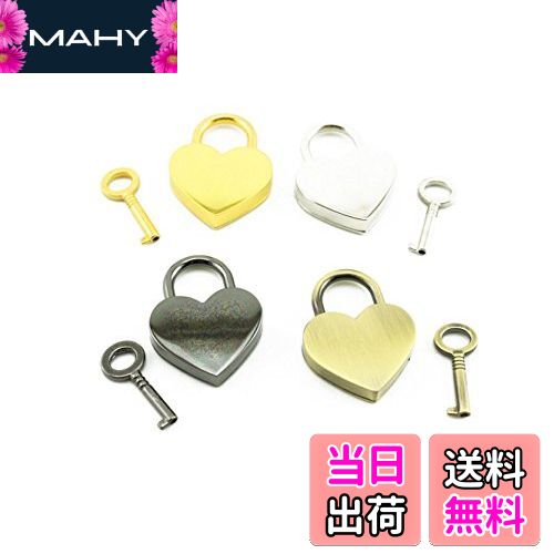 【送料無料】avire かわいい ハート型 南京錠 4個 セット （ アンティーク ゴールド シルバー ブラック..