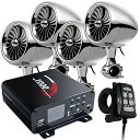 【送料無料】バイク用 バイク 爆音 オーディオ 4インチ 防水 メッキ スピーカー 4ch 4台 最大1000W 小型 4チャンネル アンプ iPhone iPod MP3 アンドロイド スマホ スマートフォン ハーレー マジェスティ 125 PCS アドレス v125 v125g フォルツァ フュージョン マグザム