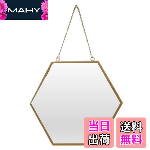【送料無料】speed mao シンプル おしゃれ 壁掛け 六角形 鏡 ミラー ゴールド