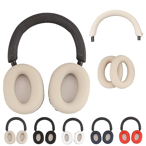 【送料無料】For sony ヘッドホン WH-1000XM5 用 カバー ケース 【NOUKAJU】 WH-1000XM5 用 イヤーパッド/ヘッドバンド 保護ケース シリコン素材 キズ防止 防塵 落下防止 水洗い可能 2-in-1 (オフホワイト)