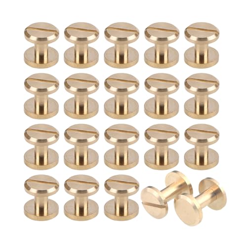 【送料無料】Mesanda シカゴスクリュー 20組セット 組ネジ バインドネジ 真鍮 コンチョ リベットネジ ..