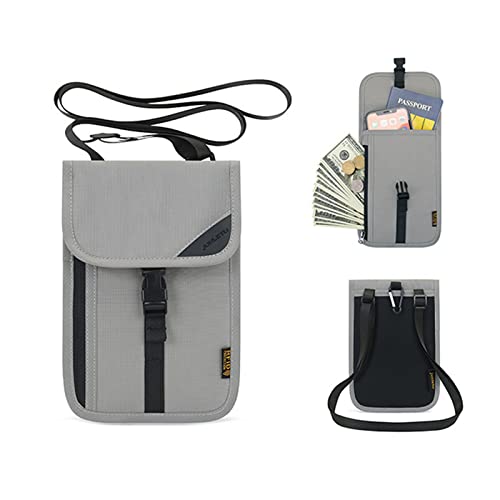 【送料無料】ALLMIRA パスポートケース 首下げ RFID スキミング防止 超軽量 多機能 クラスプ付き 収納..