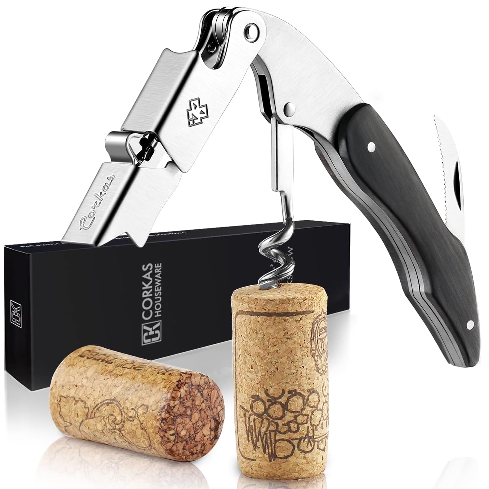 【送料無料】CORKAS ソムリエナイフ ワインオープナー コルク抜き プロ 本格派ソムリエナイフ シングル..