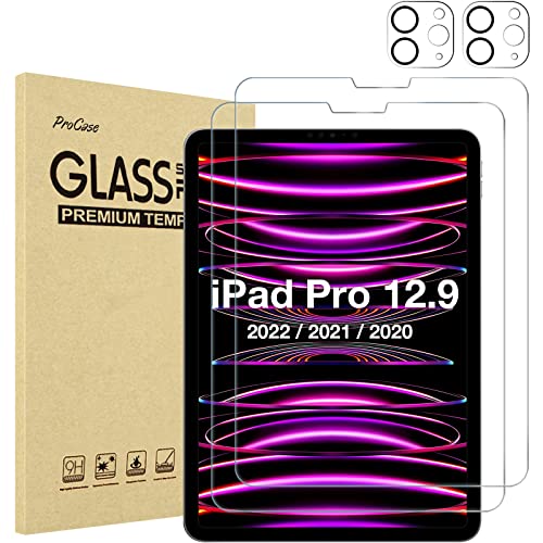【送料無料】ProCase iPad Pro 12.9インチ フィルム2枚＋レンズ保護2枚 第6世代 2022 第5世代 2021 第4..
