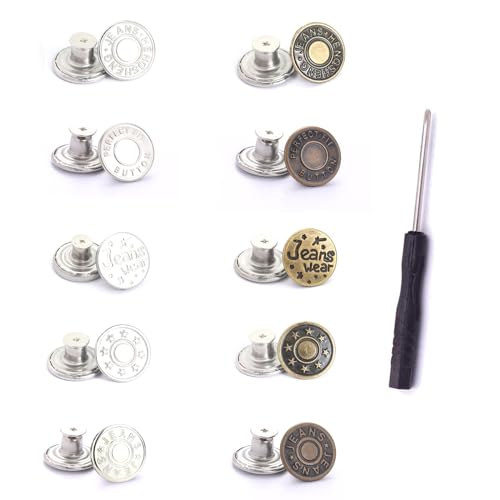 【送料無料】YINKE ジーンズ調整ボタン 10個セット 金属ジーンズボタン 簡単取付け DIY 手作り 延長と..