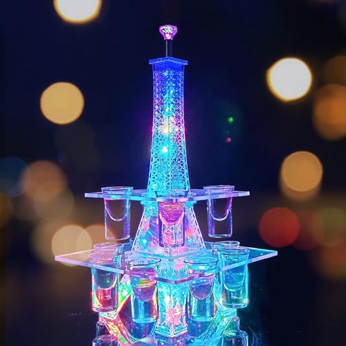 【送料無料】QuiExact 観覧車 12カップ LED酒ボトルの表示棚 シャンパンタワー 観覧車 LEDグラス収納ラ..
