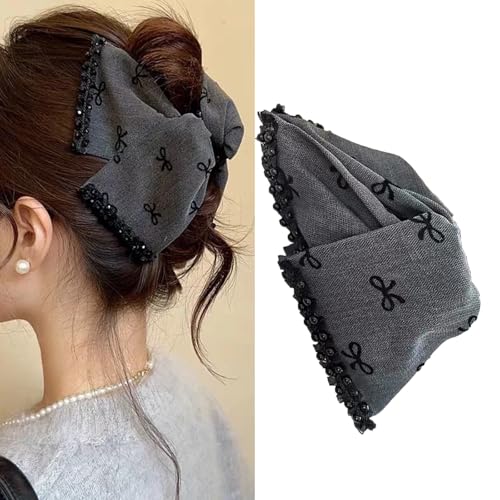 【送料無料】HAPVITAL フリル リボン バンスクリップ 大きめ 可愛い ヘアクリップ 大人っぽい ヘアアク..