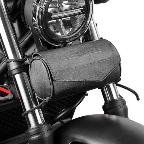 【送料無料】KEMIMOTO バイク サイドバッグ 小物入れ ツールバッグ 汎用バッグ 工具入れ 高級レザー ブラック（円筒形/方形）