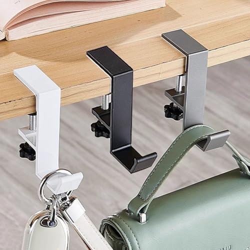 MAHYの【送料無料】Refoiner テーブルフック バッグハンガー 机 フック 棚 バッグハンガー ヘッドホン スタンド ランドセルカバン フック ネジ式 クランプ カバン掛け デスク 工具不要 穴あけ不要 取付簡単 ヘッドホン掛け フックずり落ち防止 デスク 荷物かけ キッチン 3個 ア｜アングル3