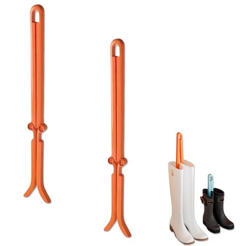 【送料無料】[DELUXEFOX] ブーツキーパー ブーツ形状リテーナー （2個セット） ブーツサポートフレーム クリップ 靴 収納 ブーツキーパー ロング 折りたたみ式 ブーツスタンド ニーハイシューズクリップ シワ防止 変形防止 長さ46cm (ホワイト+グレー)