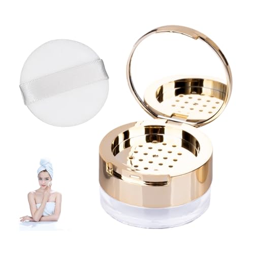 【送料無料】TVETE パウダーケース ミニ 携帯 コンパクトパウダーケース 蓋付き 【6g】 金色 ミニ パフ..