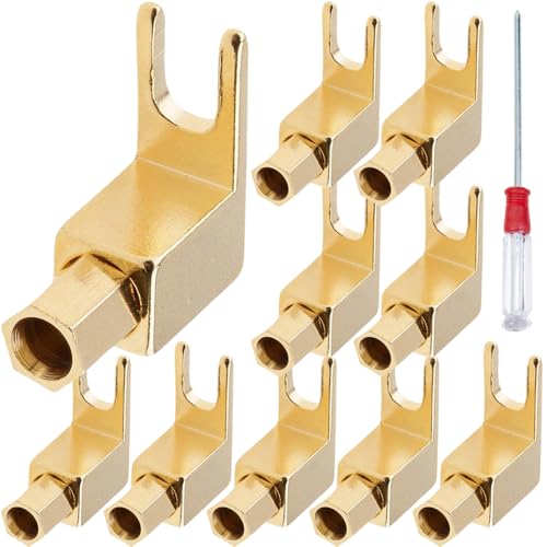 【送料無料】Xiatiaosann HiFiバナナプラグ-スペードアダプター、金メッキ銅製オーディオスピーカーハ..