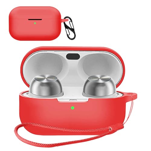 【送料無料】For Technics EAH-AZ100-S/EAH-AZ100-K 用 ケース カバー【JIAYJP】Technics EAH-AZ100 シリコン ケース 軽量 薄型 滑り止め 収納カバー 全面保護 充電便利 Technics EAH-AZ100 /Technics EAH-AZ100-S/EAH-AZ100-K保護ケース（レッド）