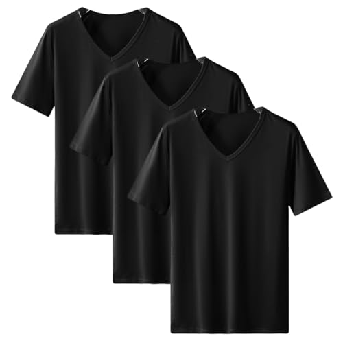 【送料無料】[AYISTELU] Vネック Tシャツ メンズ 半袖 3枚組 5枚組 インナーシャツ メンズ 肌着 綿100% 吸汗速乾 防菌防臭 大きい サイズ 無地 シャツ メンズ 下着 半スリーブ 服 春夏秋冬(4)