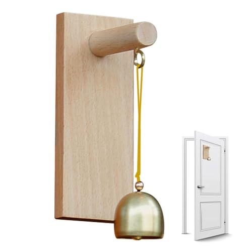 【送料無料】TVETE 店主ベル 玄関ドアチャイム 原木製 無垢材ドアベル 合金 チャイムベル 壁掛け鈴 両面テープ付 穴あけ不要 ロープ付き 店主のドア開けベ...