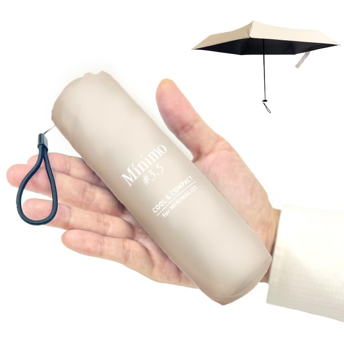 【送料無料】超ミニ クール 折りたたみ傘 日傘 【Minimo#3.5】 16.5cm 軽量 150g 遮熱 親骨50cm x 5本 ..