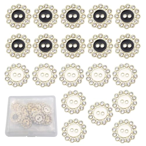 【送料無料】Hymyily 20個 人工ダイヤで装飾された合金製の装飾ボタン レディースジャケットスーツボタン コートのボタン交換修理に使用DIY手作り サイズ...