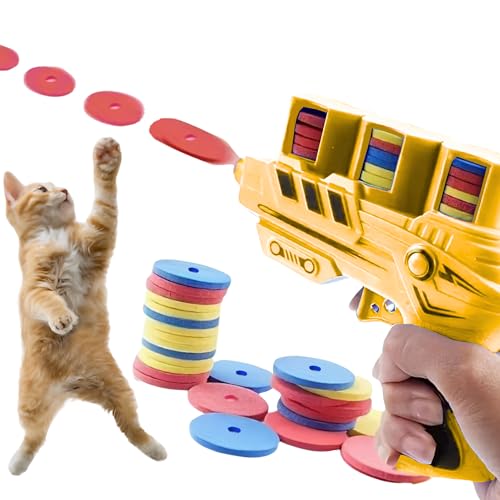 【送料無料】AZ-FRONT 猫用おもちゃ ディスクランチャー EVA製ディスク100枚付き 室内用 運動不足解消 ..