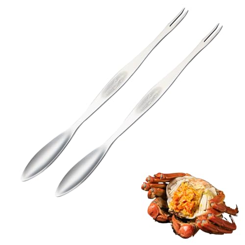 【送料無料】TVETE カニフォーク カニスプーン【2本セット】20cm ステンレス エビ カニ スプーンかに スプーン 両端デザイン カニ柄の彫刻付き 滑り止...
