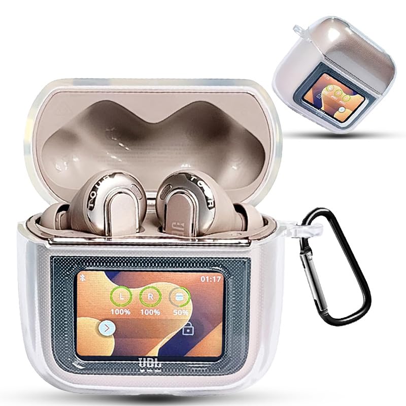 【送料無料】CIOODDW 可兼容 JBL TOUR PRO3 ケース【CIOODDW】対応 jbl tour pro3 液状シリコン ケース 全面保護 充電 LEDライトが見える 耐衝撃 軽量 キズ防止 おしゃれ ワイヤレス充電対応 キーホルダー付き カバー(ホワイト)