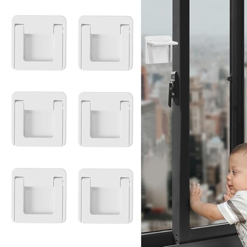 【送料無料】Refoiner 引き戸 ストッパー 窓ロック 窓ストッパー スライドドア ロック 多機能 ベビーロック 穴あけ不要設置解除簡単 防犯対策 赤ちゃん ペット 子供窓ロック 窓開け防止 四角 6個入り ホワイト