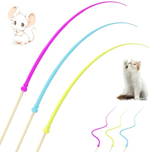 【送料無料】GeeRic 3本セット 猫じゃらし 猫おもちゃ シリコン製 ネズミのしっぽ ぶらぶら 猫のおもち..