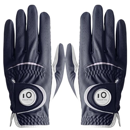 【送料無料】ゴルフグローブ メンズ 2枚セット 天然羊革とマイクロファイバーレザー ソフトな着用感と グリップ力 伸縮 通気 耐摩耗性 雨 汗に強い 全天候モデル ゴルフマーカー付き NAPU-066