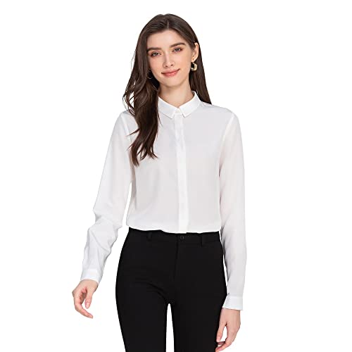 【送料無料】[VOZZA] シャツ ブラウス レディース シルク 襟付き 長袖 ワイシャツ 女性 ビジネス カジ..