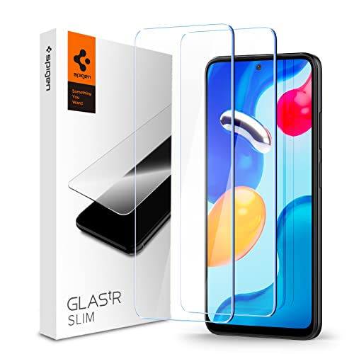【送料無料】Spigen ガラスフィルム Xiaomi Redmi Note 11 と Xiaomi Redmi Note 11S と POCO M4 Pro 4G 対応 保護 フィルム 2枚入