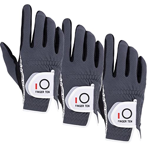 【送料無料】ゴルフグローブ メンズ 3枚セット スウェード調合成皮革 破れにくい 繊維布 メッシュ素材 通気 速乾 耐摩擦性 マジックテープ 多機能 全天候型 ゴルフ用手袋 DKX-008