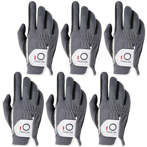 【送料無料】ゴルフグローブ メンズ 6枚セット スエード調合成皮革 繊維布 メッシュ素材 ソフト 通気 速乾 耐摩擦性 丸洗い可能 マジックテープ 多機能 全天...