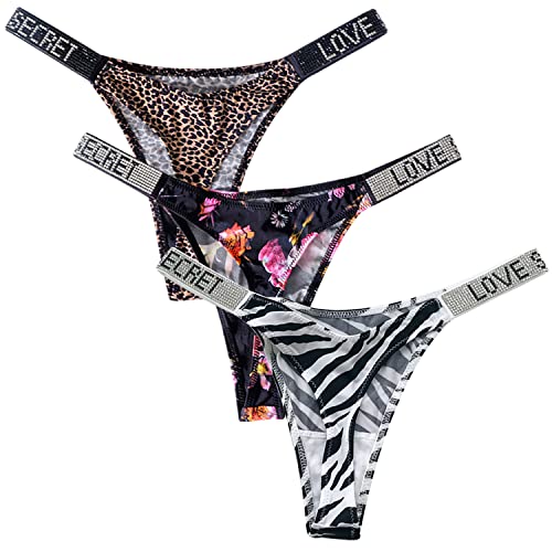 【送料無料】MiraCool tバック ショーツ レディース ブリーフ サテン生地 ビジューウエスト 女性 セクシー タイプ ヒップアップ 高級光沢 下着【5枚セット/3枚セット】