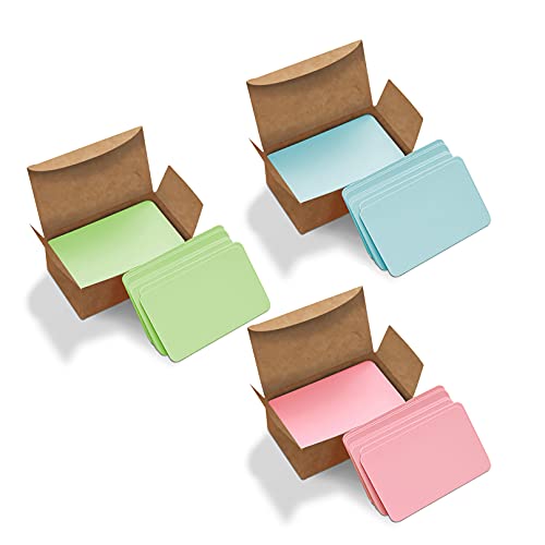 【送料無料】VANRA カード 無地 名刺サイズ 用紙 メッセージカード 情報カード 単語カード ブランクカード 角丸 手書き 300枚 (1青+1ピンク+1緑)