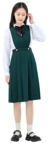 【送料無料】[Sharphon] レディース ジャンパースカート ハイウエスト ロング ワンピース 学生服 制服 ..