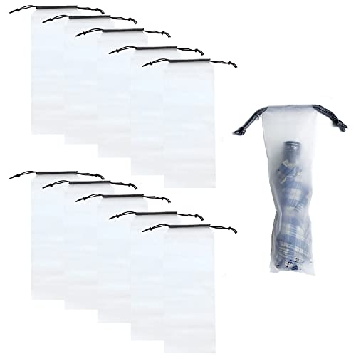 【送料無料】ZHEJIA 傘ケース 傘カバー 折りたたみ傘用 10枚入り 巾着袋 防水 透明ビニール 無地 軽量 ..