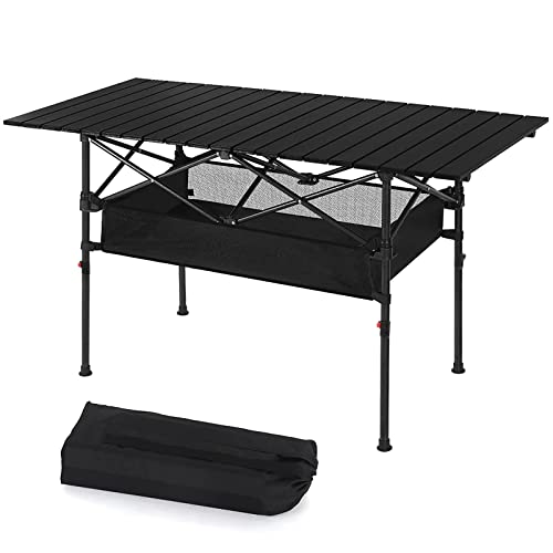 【送料無料】BAROKURO キャンプ テーブル アウトドア ロールテーブル 折りたたみ 高さ調整 アルミ製テ..