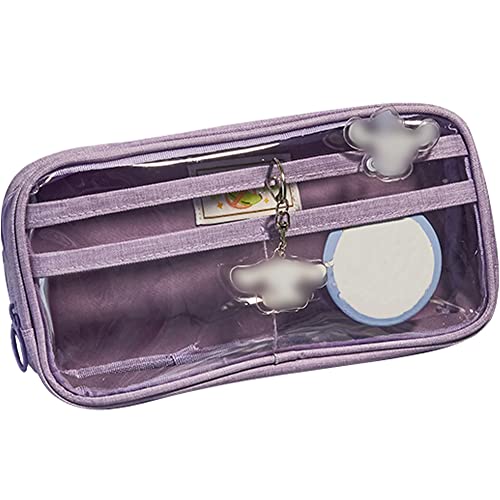 【送料無料】YUYAKESHI ペンケース 仕切り 痛ペンポーチ 透明 筆入れ ビニール 大容量 小物入れ 缶バッ..