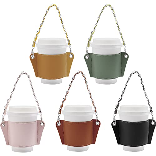 【送料無料】YUYAKESHI ドリンクカップホルダー カバー 革 カップホルダー チェーン式 持ち歩き ドリン..