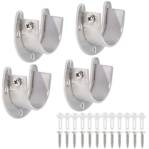 【送料無料】fogman ポール 固定 金具 クローゼット U字 ソケット ステンレス ネジ付き 4個セット