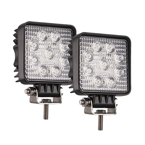 【送料無料】小型LED作業灯 27W 角形 広角タイプ 明るいLEDワークライト 直径90mm 軽トラの荷台灯 フォ..